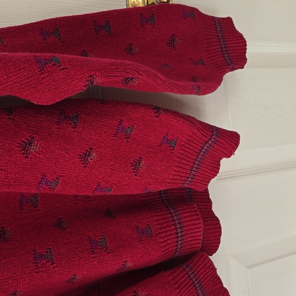 Vintage Isle Of Cotton Pattern Knit Sweater Red Made In USA Size Medium - Picture 7 of 13